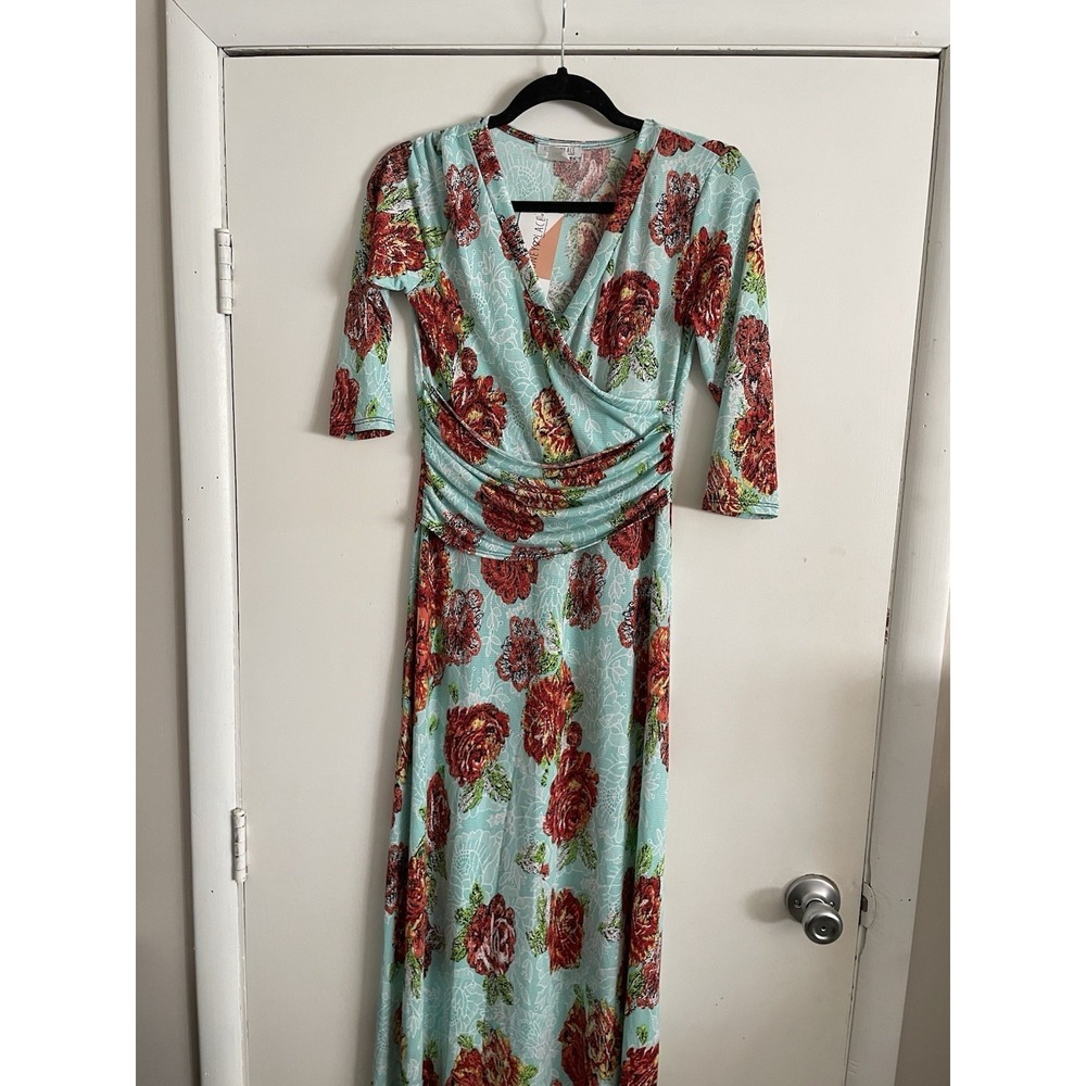 Honey & Lace Floral wrap Fit & Flare Maxi Dress Womens Size Small Cottage